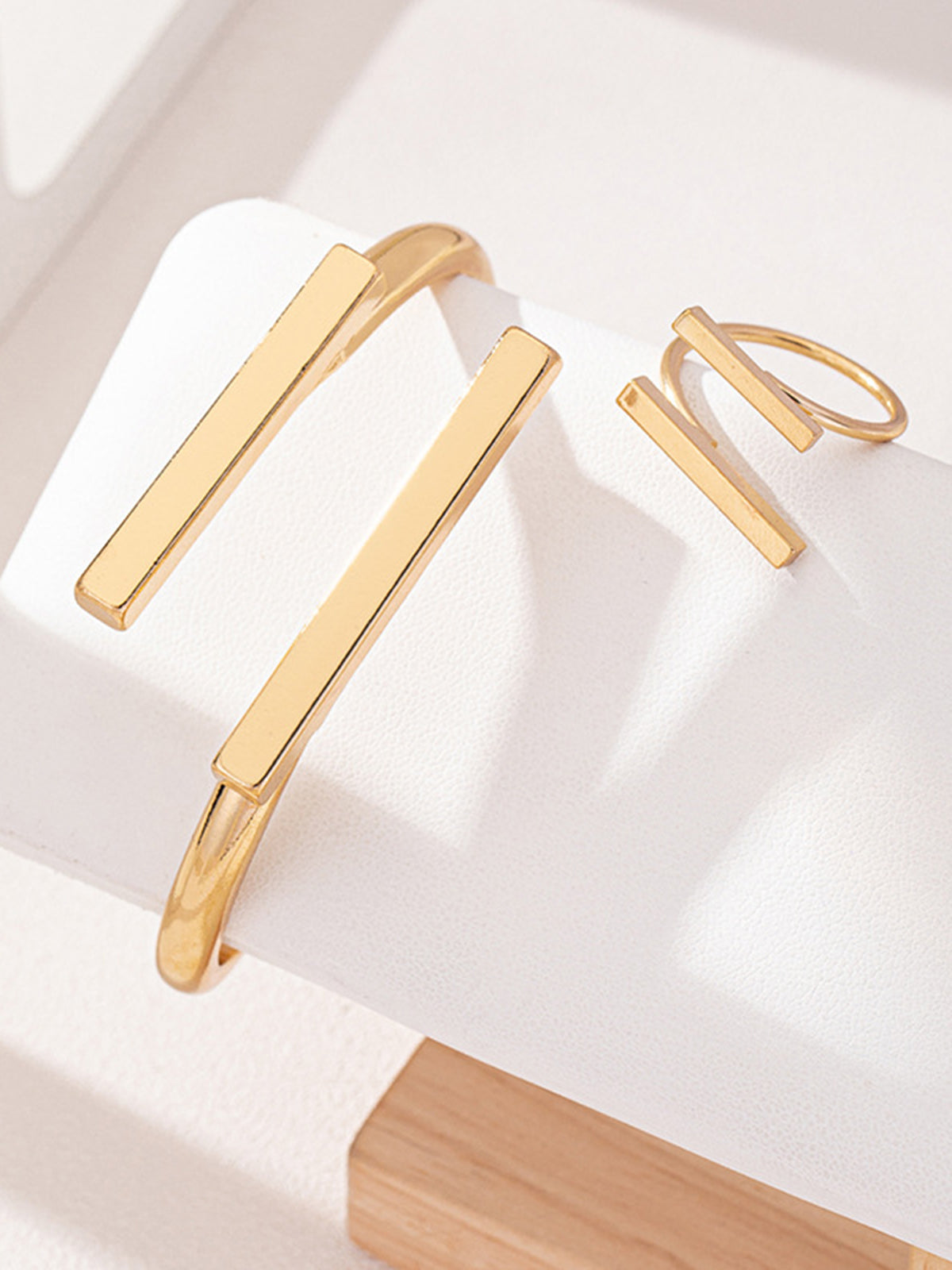 Geometric Golden Ring & Bracelet Set