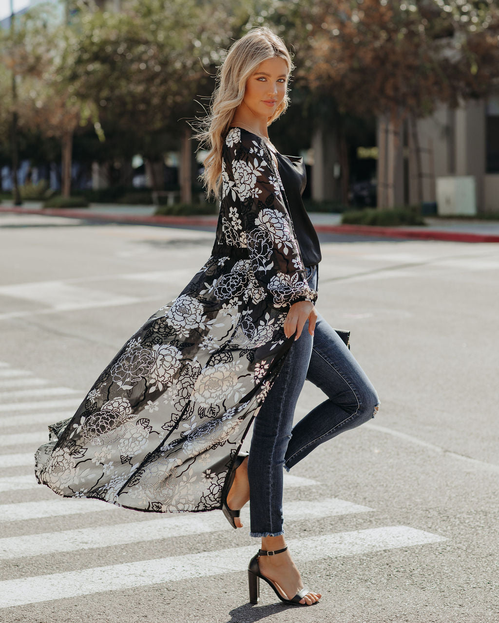 Caught A Vibe Velvet Burnout Duster