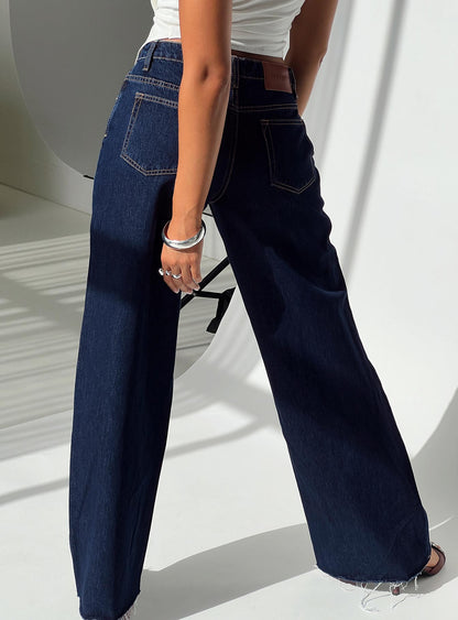 Darla Low Rise Straight Leg Jean Dark Blue Wash