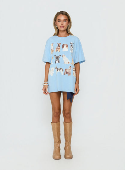 Dog Person Oversized Graphic Tee Washed Blue