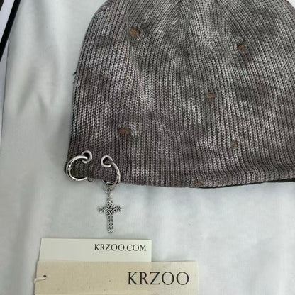 Distressed Ripped Knit Hat