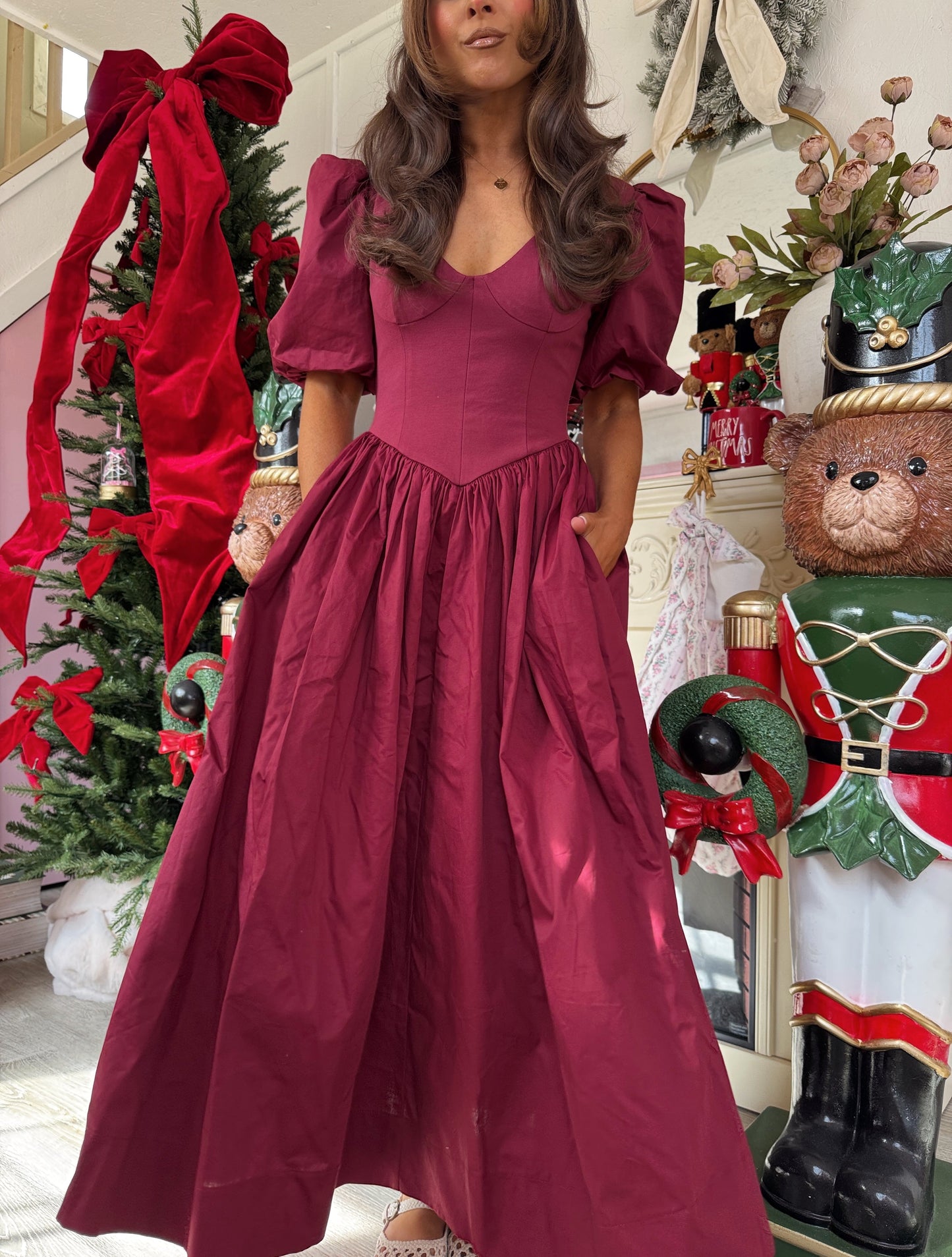Holly Berry Puff Sleeve Midi Dress PRE ORDER ADDED November 22nd