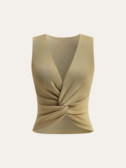 Knit Twist-Front Tank Top