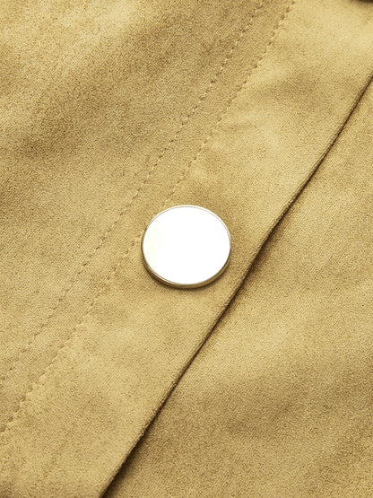 Decor Button Suede Effect Mini Skirt