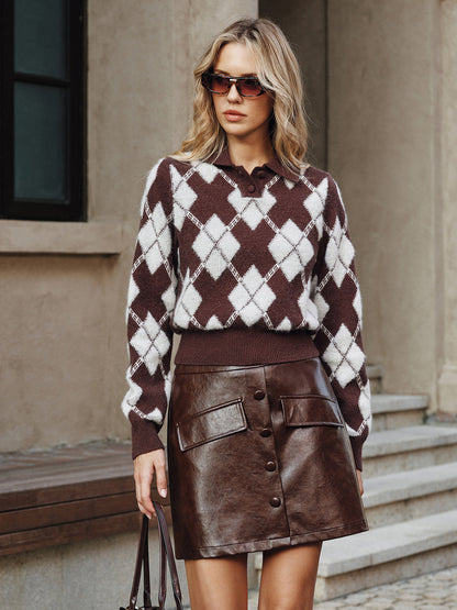 Decor Pocket Faux Leather Mini Skirt