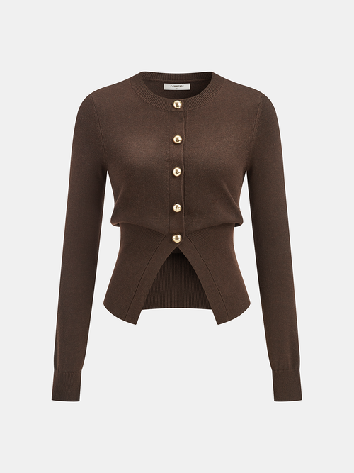 Metal Button Knit Cardigan