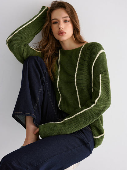 Contrast Striped Sweater