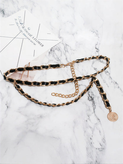 Coin Charm Wrap Chain Belt