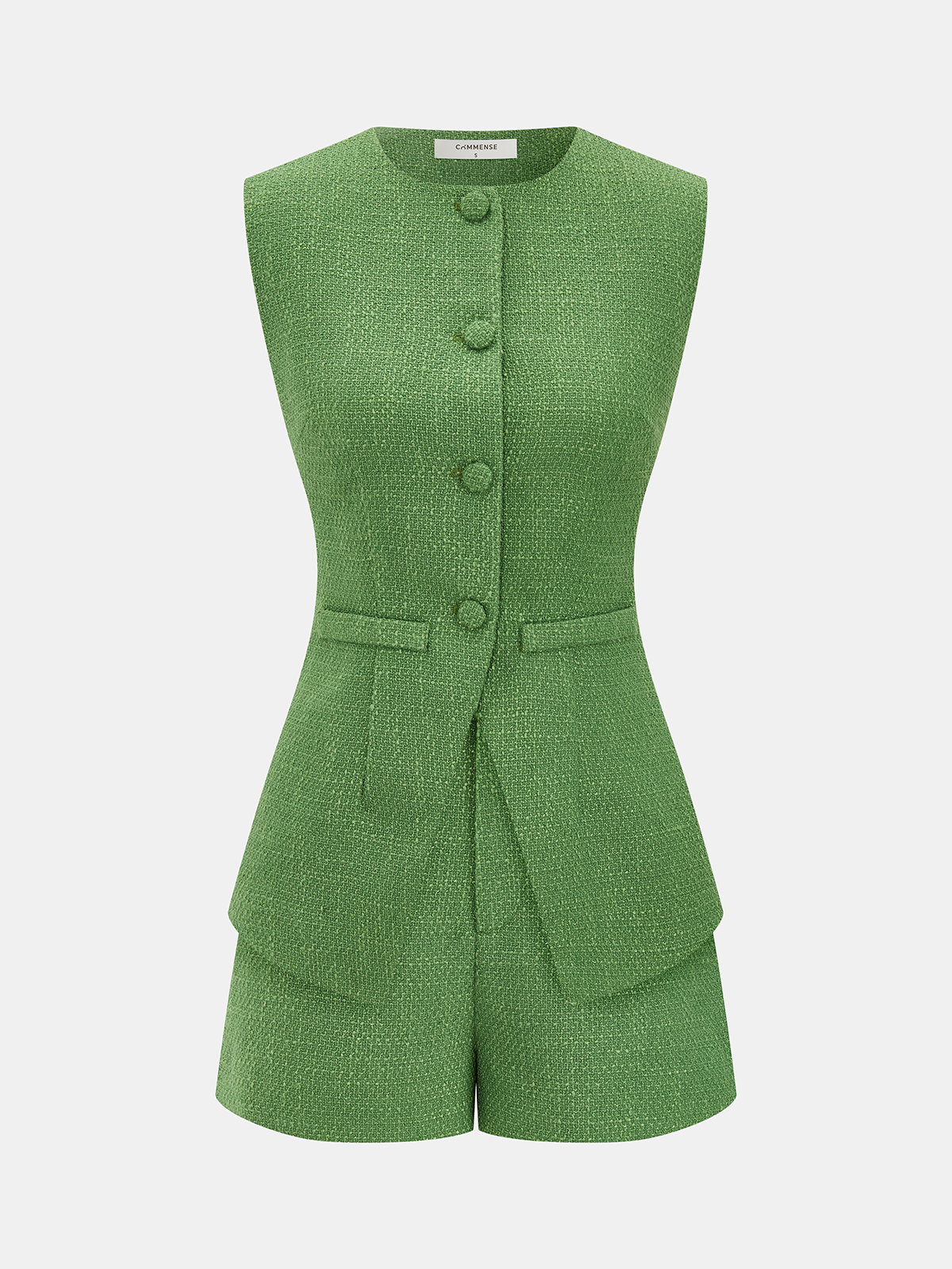 Tweed Sleeveless Vest & Shorts Set