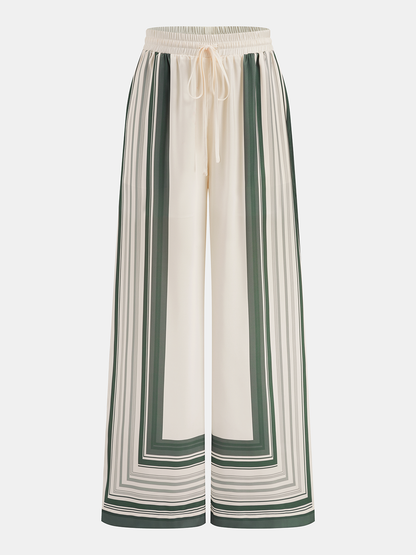 Geometric Print Shirt & Wide Leg Pants Set