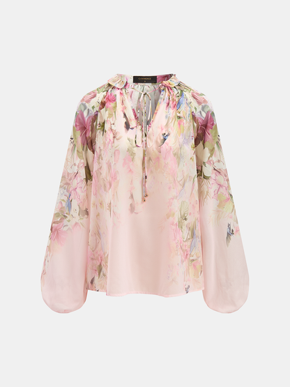 Floral Print Blouse & Belted Shorts Set