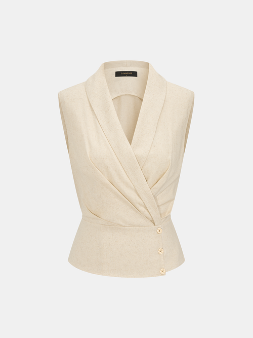 Linen Blend Wrap Vest Top