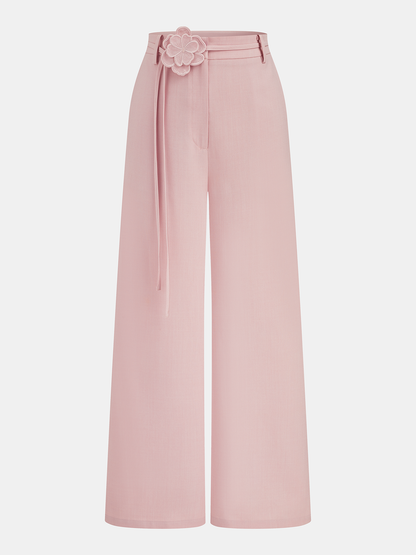 3D Flower One-Shoulder Crop Top & Pants Set