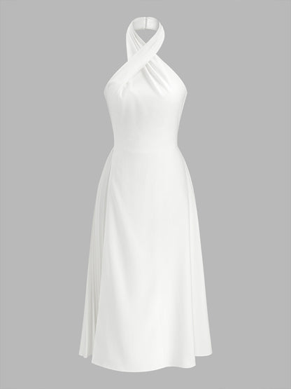 Halter Neck Cross Front Maxi Dress