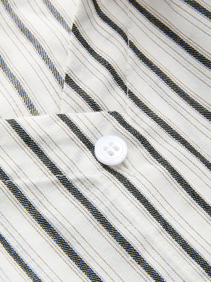 Striped Cotton Cold Shoulder Half Sleeve Blouse