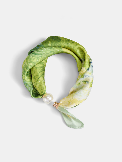 Watercolor Print Magnetic Pearl Scarf