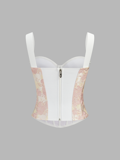 Floral Jacquard Corset Top