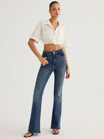 Twisted Cropped Short Sleeve Shirt