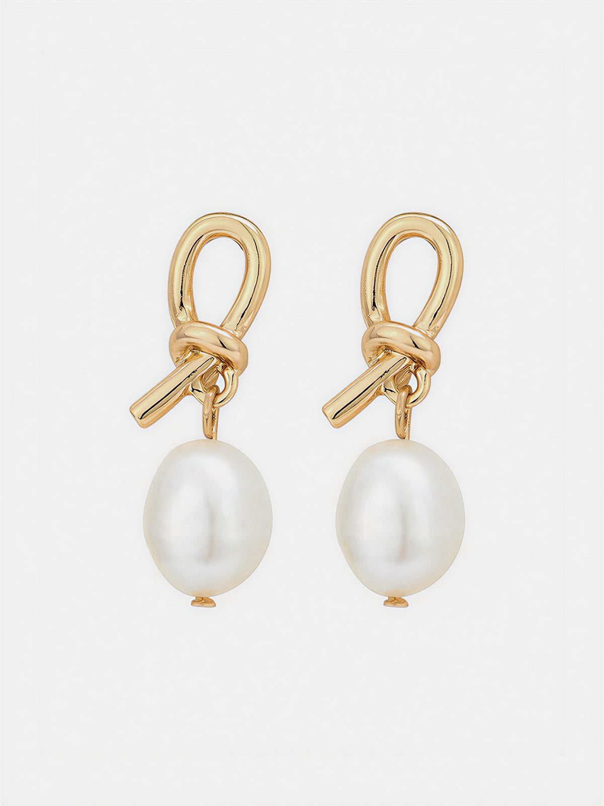 Metal Knot Pearl Drop Earrings