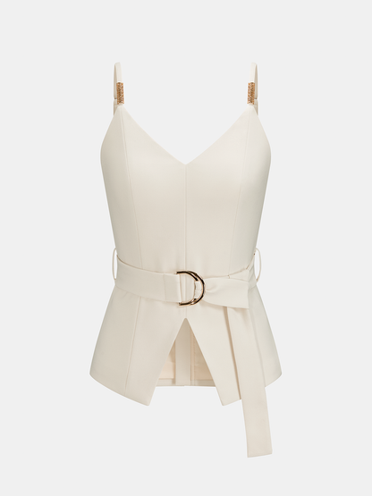 Belted Cami Top & Pleated Wide Leg Pants Set