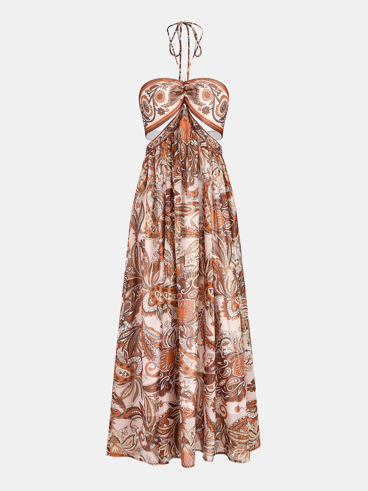 Halter Cutout Paisley Midi Dress