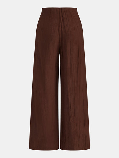 Wrap Tie Crinkle Wide Leg Pants