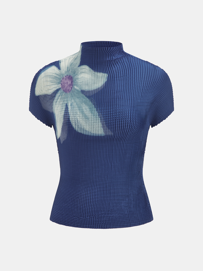 Large Flower Crinkle Stretch Blouse