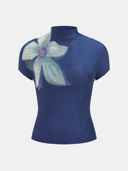 Large Flower Crinkle Stretch Blouse