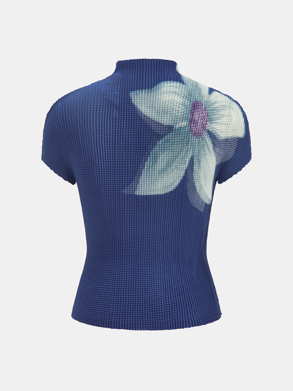 Large Flower Crinkle Stretch Blouse