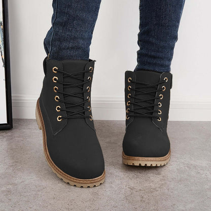 Classic Lace Up Ankle Work Boots Block Heel Hiking Booties