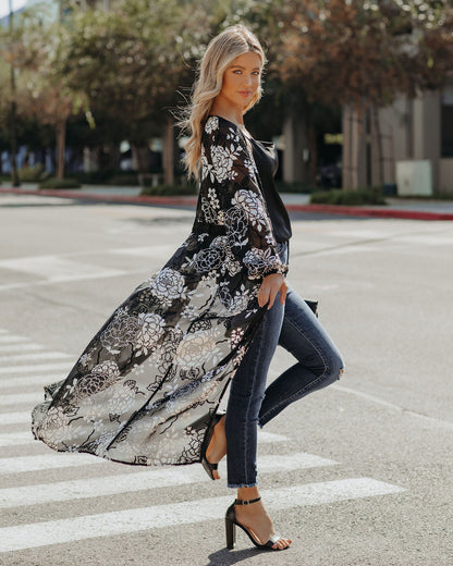 Caught A Vibe Velvet Burnout Duster