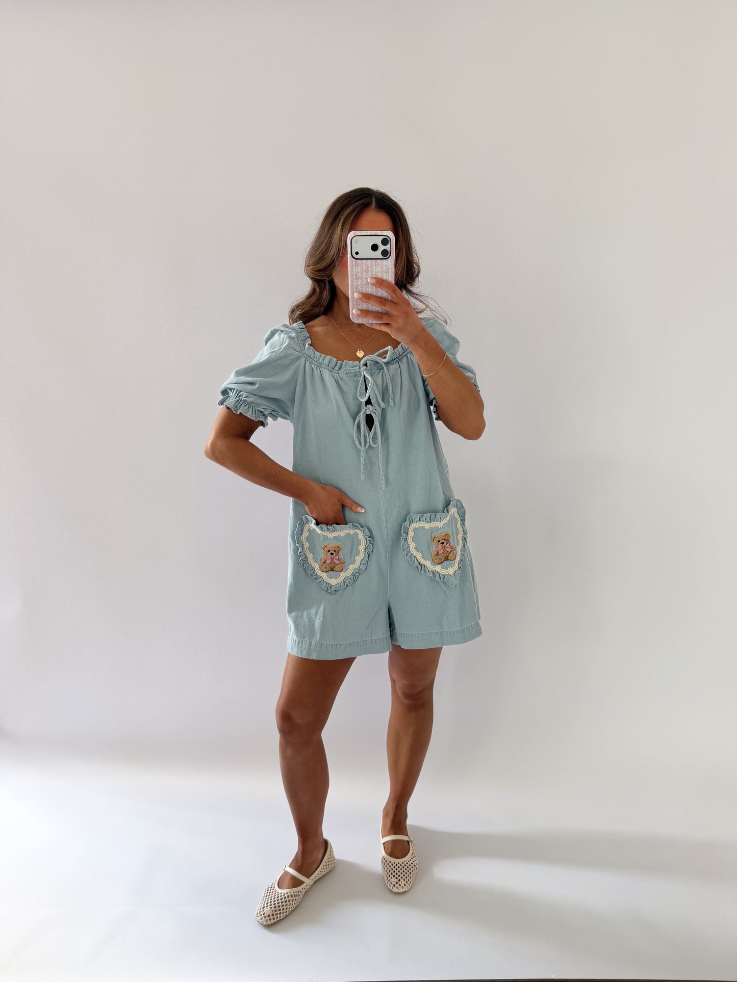 Denim Teddy Bear Romper🧸