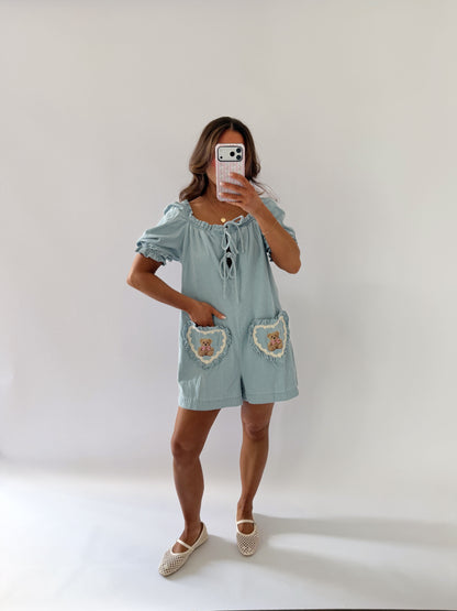 Denim Teddy Bear Romper🧸