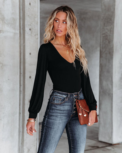 Dressed To The Nines Knit Bodysuit - Black