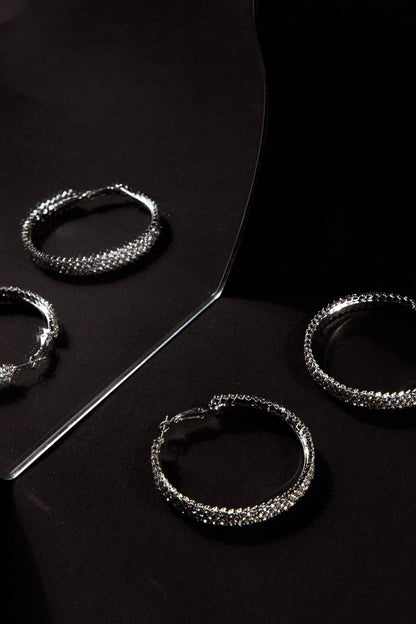 Maddy Diamante Hoop Earrings Silver