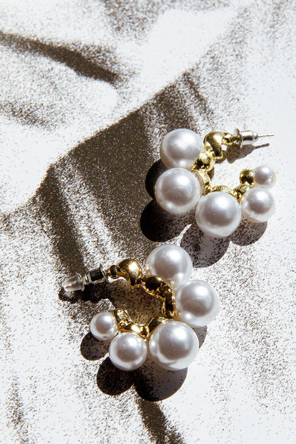 St Tropez Pearl Hoop Earrings Gold