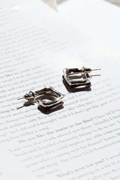Maddox Small Square Hoop Earrings Silver