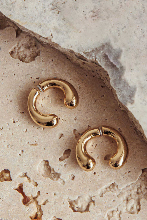 Chiara Half Hoop Stud Earrings Gold
