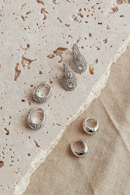 Tristan Earrings Set Silver Diamante