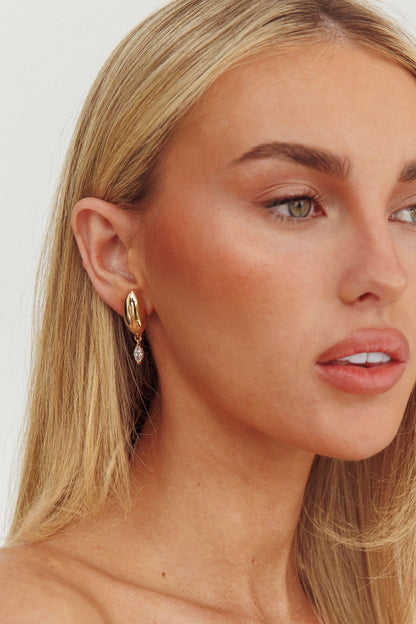 Tamieka Marquise Droplet Earrings Gold/Diamante