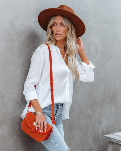Farzana Textured Button Down Blouse - White