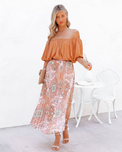 Giuseppe Pleated Paisley Midi Skirt