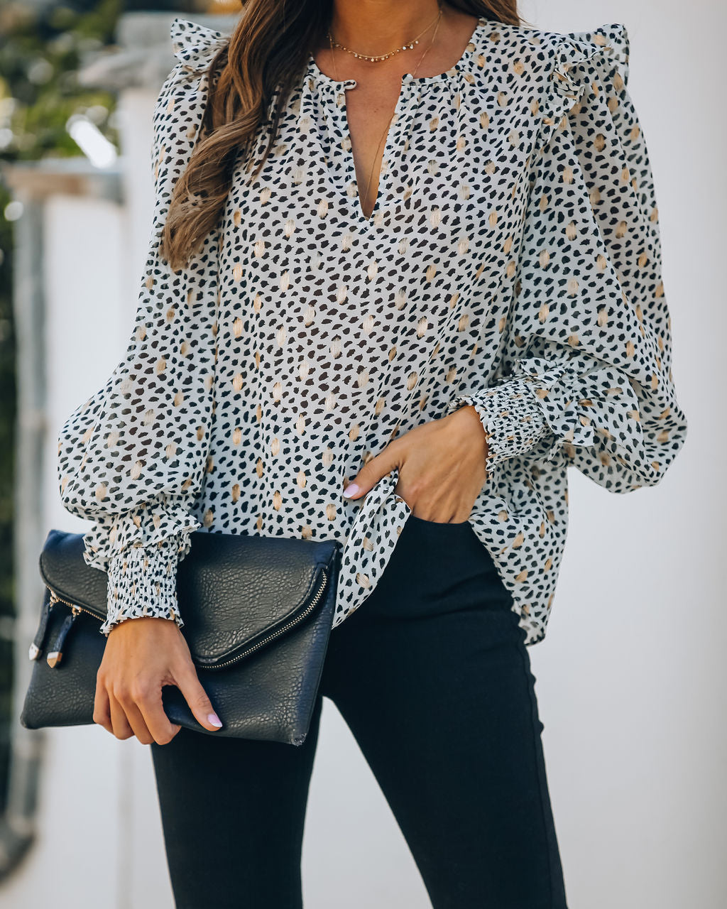 Good As Gold Smocked Ruffle Blouse