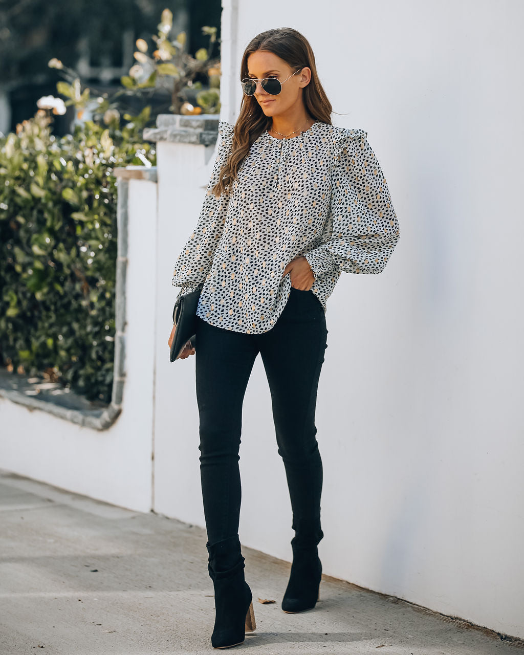 Good As Gold Smocked Ruffle Blouse