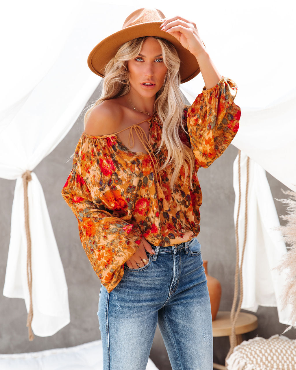 Good Natured Printed Tassel Top