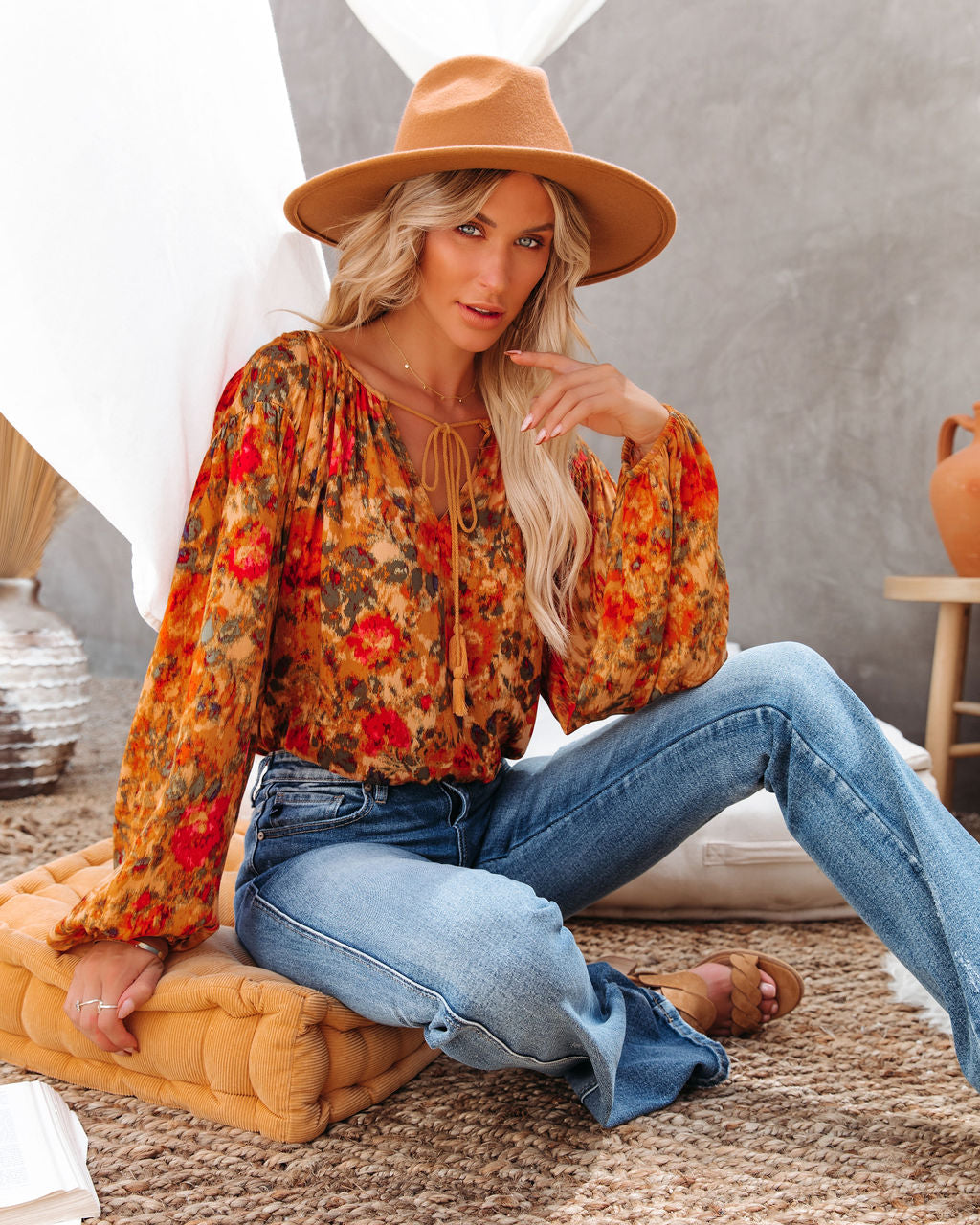 Good Natured Printed Tassel Top