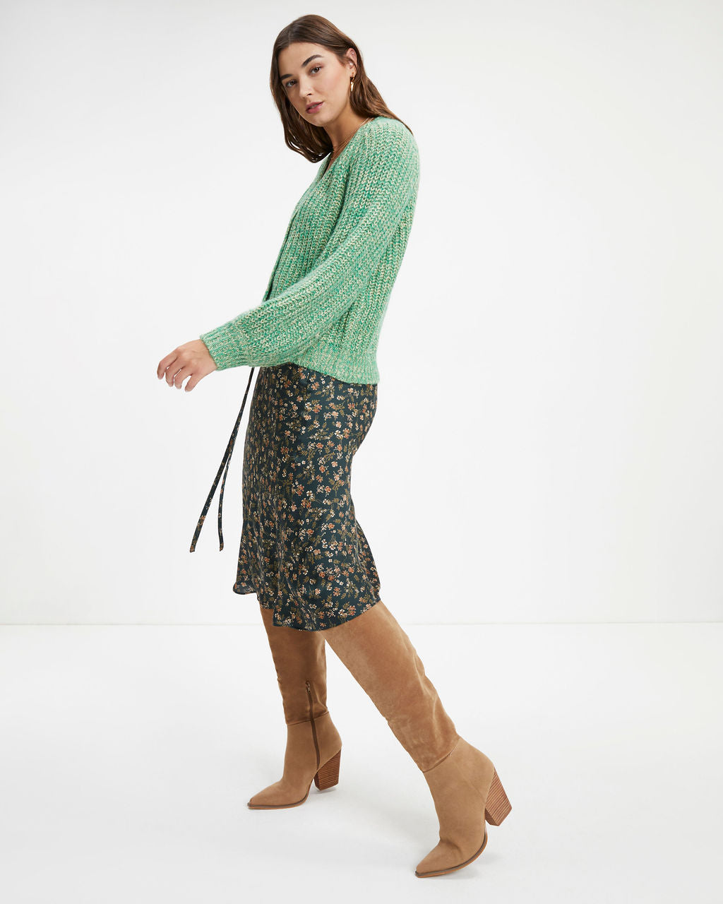 Great Impressions Satin Floral Midi Skirt