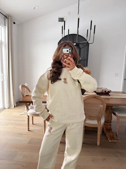 Teddy Beary Cozy Embroidered Sweatshirt