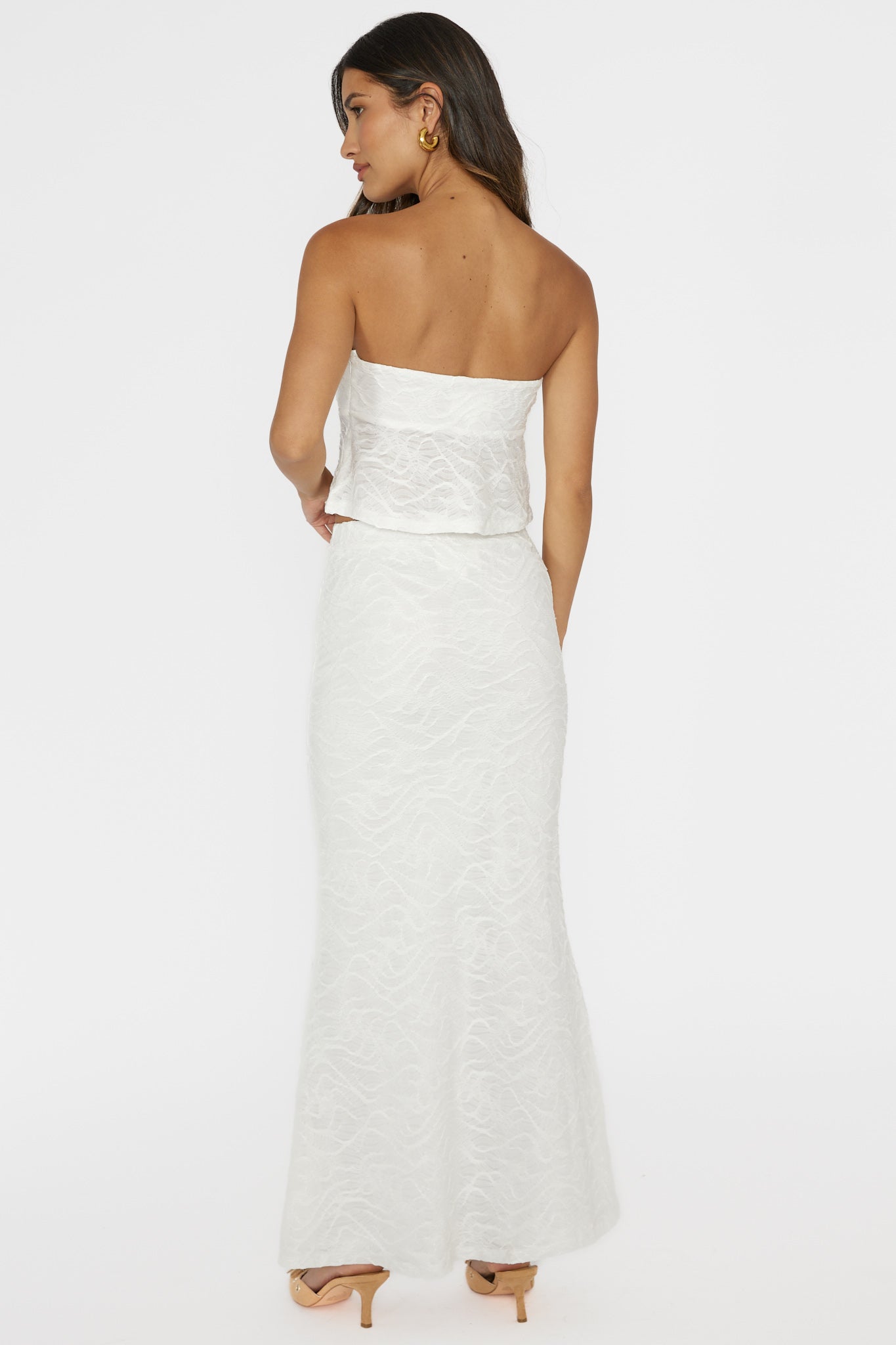 Chat Me Up Embellished Maxi Skirt White