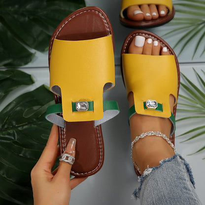 Casual Mixed Color Flat Slippers